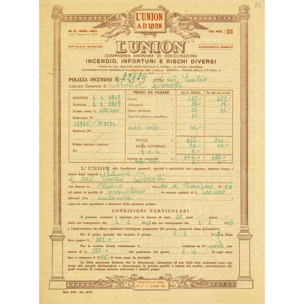 1947 - L' UNION - INCENDIO - UDINE