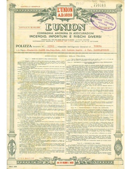 1937 - L' UNION - INCENDIO - VERONA