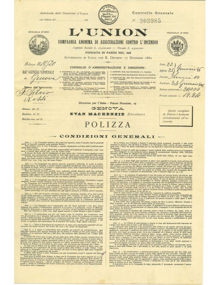 1896 - L' UNION - INCENDIO - GENOVA