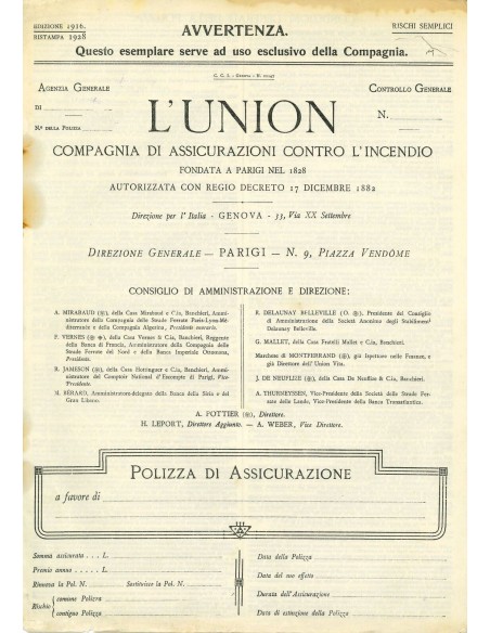 1928 - L' UNION - INCENDIO - GENOVA
