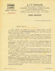 1920 - L' UNION - GRANDINE - PIACENZA