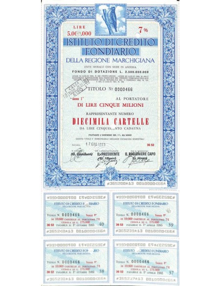 ISTIT. DI CREDITO FOND. DELLA REG. MARCHIGIANA 10000 CARTELLE. 7% 1975