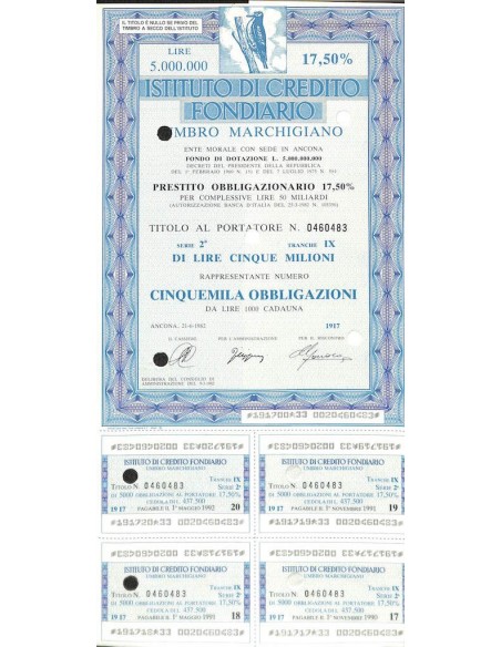 ISTIT. DI CREDITO FOND. UMBRO MARCHIGIANO 5000 OBBL. 17,50% 1982