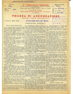 1938 - COMPAGNIA D'ASSURANCES GENERALES - INCENDIO - TORINO
