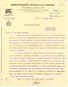 1918 - ASSICURAZIONI GENERALI DI VENEZIA - INCENDIO - GENOVA