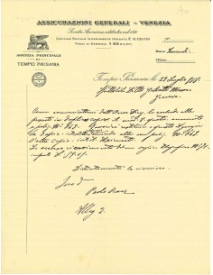 1918 - ASSICURAZIONI GENERALI DI VENEZIA - INCENDIO -...