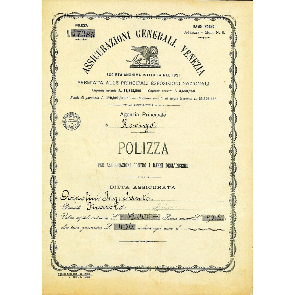 1901 - ASSICURAZIONI GENERALI DI VENEZIA -...