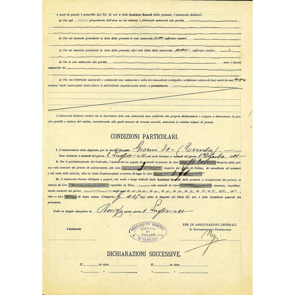1901 - ASSICURAZIONI GENERALI DI VENEZIA -...