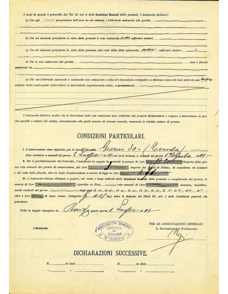 1901 - ASSICURAZIONI GENERALI DI VENEZIA - INCENDIO - ROVIGO