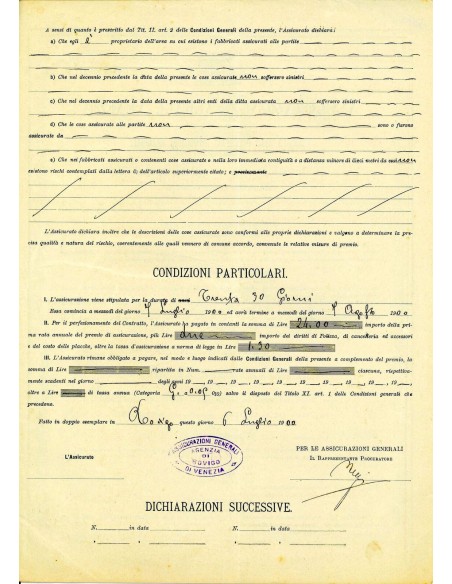 1900 - ASSICURAZIONI GENERALI DI VENEZIA - INCENDIO - ROVIGO