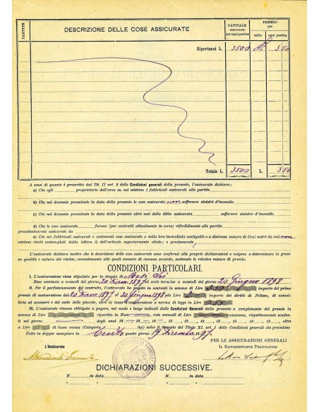 1897 - ASSICURAZIONI GENERALI DI VENEZIA - INCENDIO - CENTO