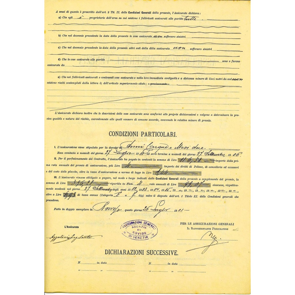 1901 - ASSICURAZIONI GENERALI DI VENEZIA -...