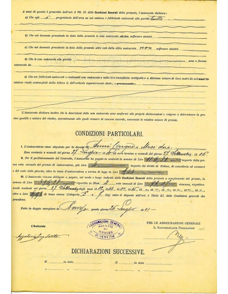 1901 - ASSICURAZIONI GENERALI DI VENEZIA - INCENDIO - ROVIGO