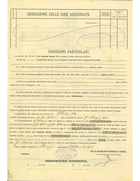 1903 - ASSICURAZIONI GENERALI DI VENEZIA - INCENDIO - ROVIGO
