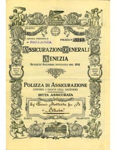 1916 - ASSICURAZIONI GENERALI DI VENEZIA - INCENDIO -...