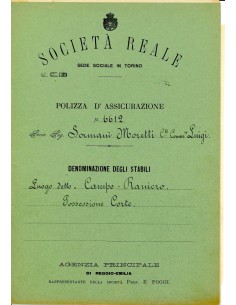 1890 - SOCIETA' REALE - INCENDIO - REGGIO EMILIA