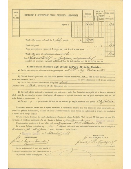 1890 - SOCIETA' REALE - INCENDIO - REGGIO EMILIA