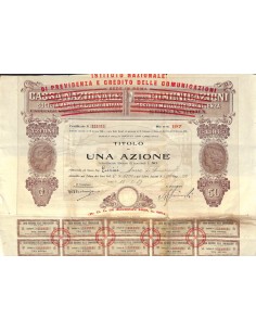 ISTITUTO NAZ. DI PREVIDENZA E CREDITO DELLE TELECOM. 1 AZIONE ROMA 1929