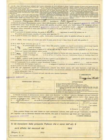 1913 - LA REALE - GRANDINE - REGGIO EMILIA