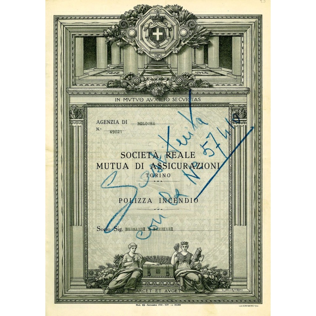 1938 - REALE MUTUA DI ASSICURAZIONI SOC. -...