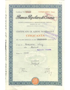 BANCA POPOLARE DI CESENA - 50 AZIONI CESENA 1951