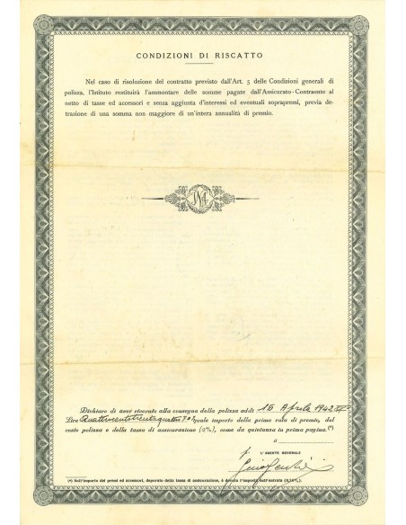 1942 - ISTITUTO NAZIONALE DELLE ASSICURAZIONI - DOTALE - BRESCIA