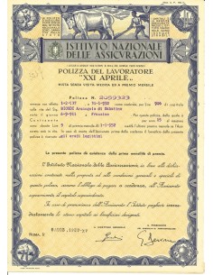 1937 - ISTITUTO NAZIONALE DELLE ASSICURAZIONI - MISTA - ROMA