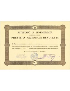 1935 - ISTITUTO NAZIONALE DELLE ASSICURAZIONI - ATTESTATO...