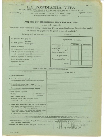 1940 - LA FONDIARIA VITA - FIRENZE