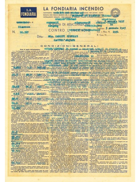 1935 - LA FONDIARIA INCENDIO - PIACENZA