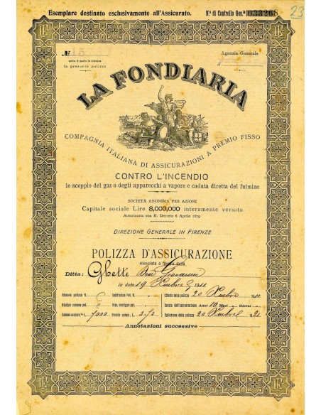 1911 - LA FONDIARIA - INCENDIO - FERRARA