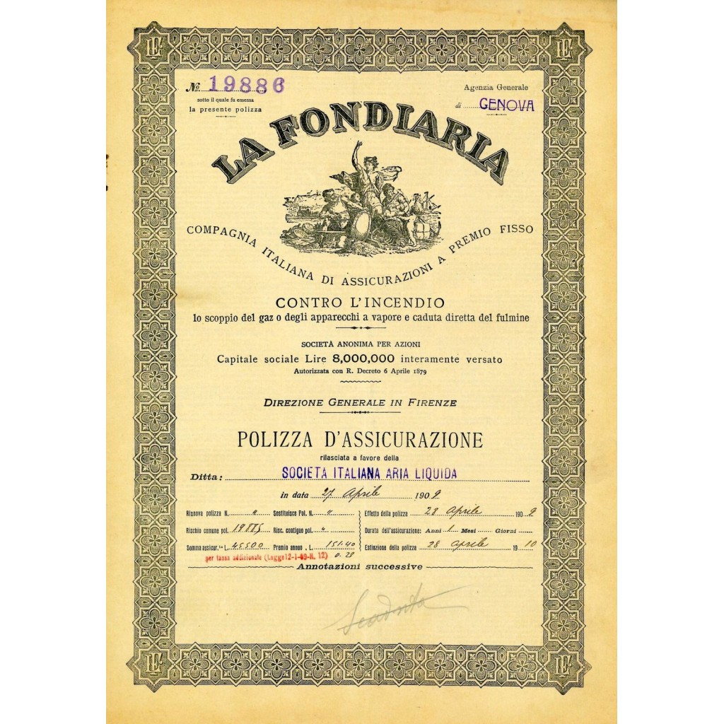 1909 - LA FONDIARIA - INCENDIO - GENOVA