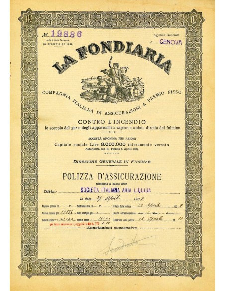 1909 - LA FONDIARIA - INCENDIO - GENOVA