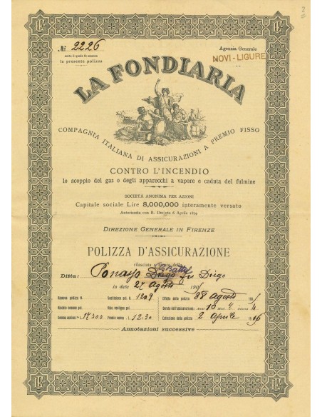 1905 - LA FONDIARIA - INCENDIO - NOVI LIGURE