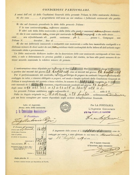 1919 - LA FONDIARIA - INCENDIO - MODENA