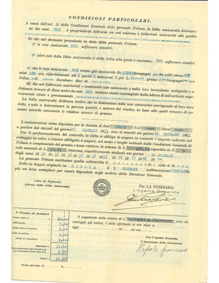 1933 - LA FONDIARIA - INCENDIO - BIELLA