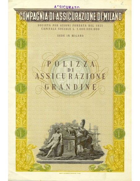 1962 - COMPAGNIA DI ASSICURAZIONE DI MILANO - GRANDINE - MANTOVA