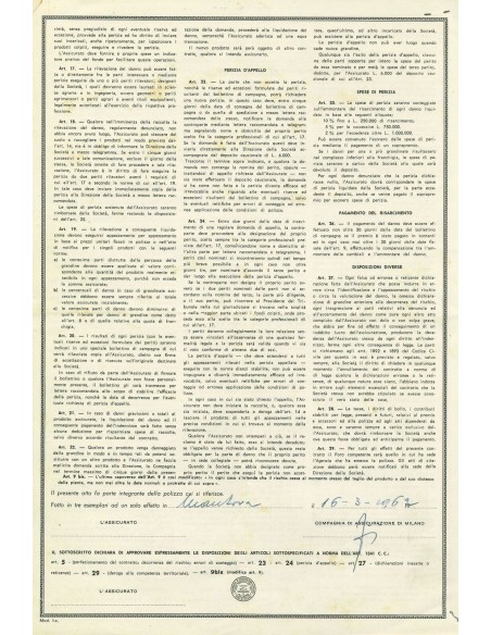 1962 - COMPAGNIA DI ASSICURAZIONE DI MILANO - GRANDINE - MANTOVA