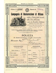 1919 - COMPAGNIA DI ASSICURAZIONE DI MILANO - INCENDIO -...