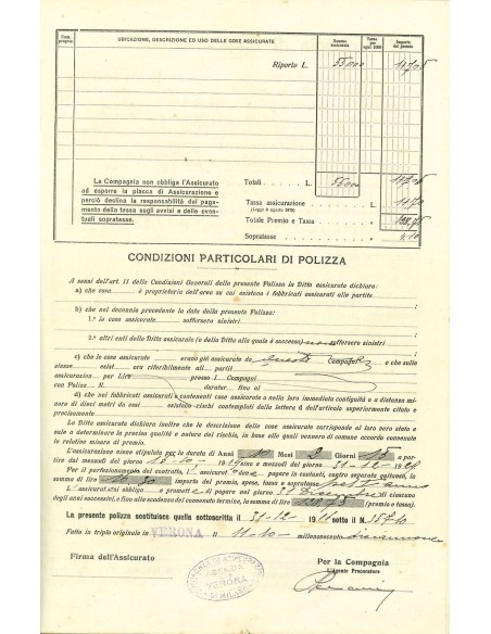 1919 - COMPAGNIA DI ASSICURAZIONE DI MILANO - INCENDIO - VERONA
