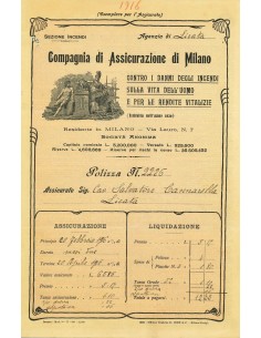 1916 - COMPAGNIA DI ASSICURAZIONE DI MILANO - INCENDIO -...