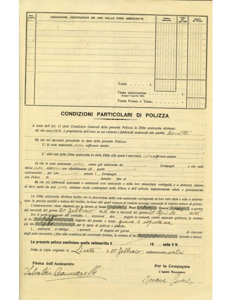 1916 - COMPAGNIA DI ASSICURAZIONE DI MILANO - INCENDIO - LICATA
