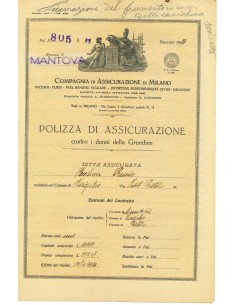 1929 - COMPAGNIA DI ASSICURAZIONE DI MILANO - GRANDINE -...