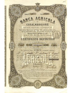 BANCA AGRICOLA DI CASALMAGGIORE - 5 AZIONI 1885