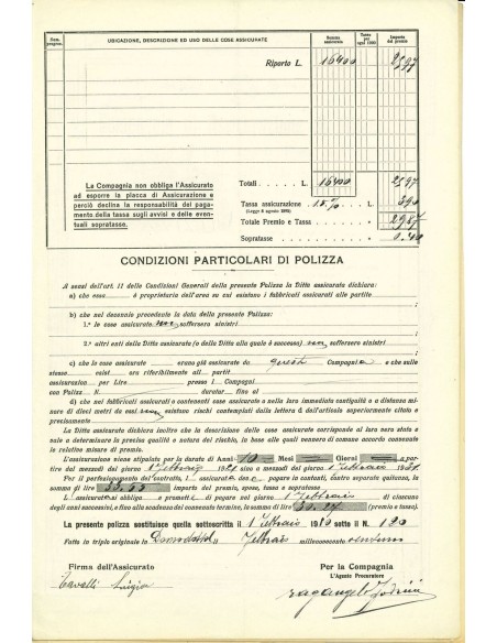 1921 - COMPAGNIA DI ASSICURAZIONE DI MILANO - INCENDIO - DOMODOSSOLA