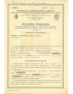 1943 - COMPAGNIA DI ASSICURAZIONE DI MILANO - INCENDIO -...