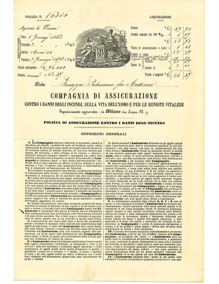 1882 - COMPAGNIA D'ASSICURAZIONE - INCENDIO - VERONA