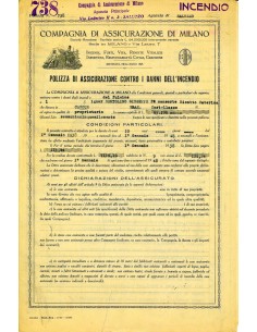 1938 - COMPAGNIA DI ASSICURAZIONE DI MILANO - INCENDIO -...