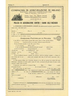 1920 - COMPAGNIA DI ASSICURAZIONE DI MILANO - INCENDIO -...