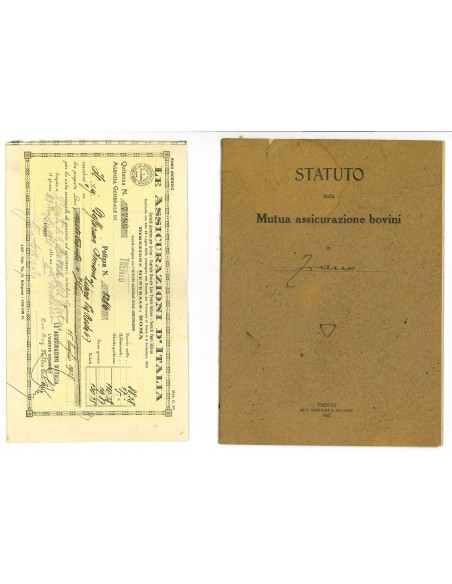 1928 - LE ASSICURAZIONI D'ITALIA MUTUA ASSICURAZIONI BOVINI E RIC. INCENDIO - TRENTO